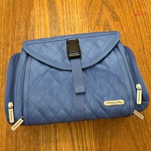 Travelon Blue Quilted Cosmetic Bag with Flap-Over Design